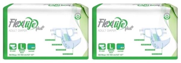 Flexilife Plus Belbantlı Büyük Boy Large Hasta Bezi 30'lu 2 paket / 60 adet