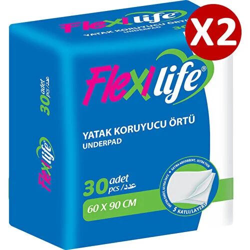 Flexilife Kedi Köpek Çiş Pedi Yatak Koruyucu 60x90 30'lu 2 paket / 60 adet