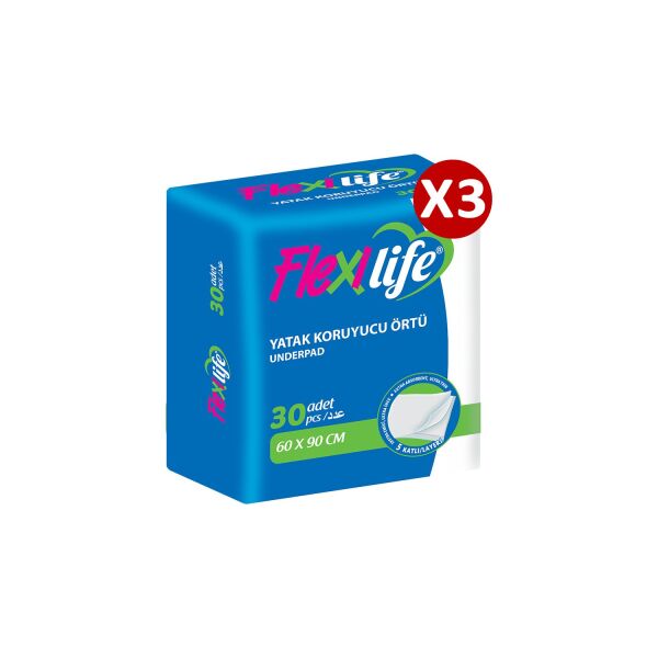 Flexilife Kedi Köpek Çiş Pedi Yatak Koruyucu 60x90 30'lu 3 paket / 90 adet