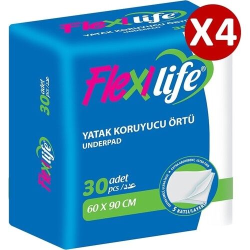 Flexilife Kedi Köpek Çiş Pedi Yatak Koruyucu 60x90 30'lu 4 paket / 120 adet