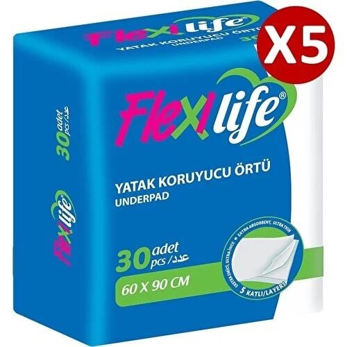 Flexilife Kedi Köpek Çiş Pedi Yatak Koruyucu 60x90 30'lu 5 paket / 150 adet