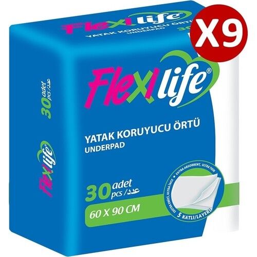 Flexilife Kedi Köpek Çiş Pedi Yatak Koruyucu 60x90 30'lu 9 paket / 270 adet