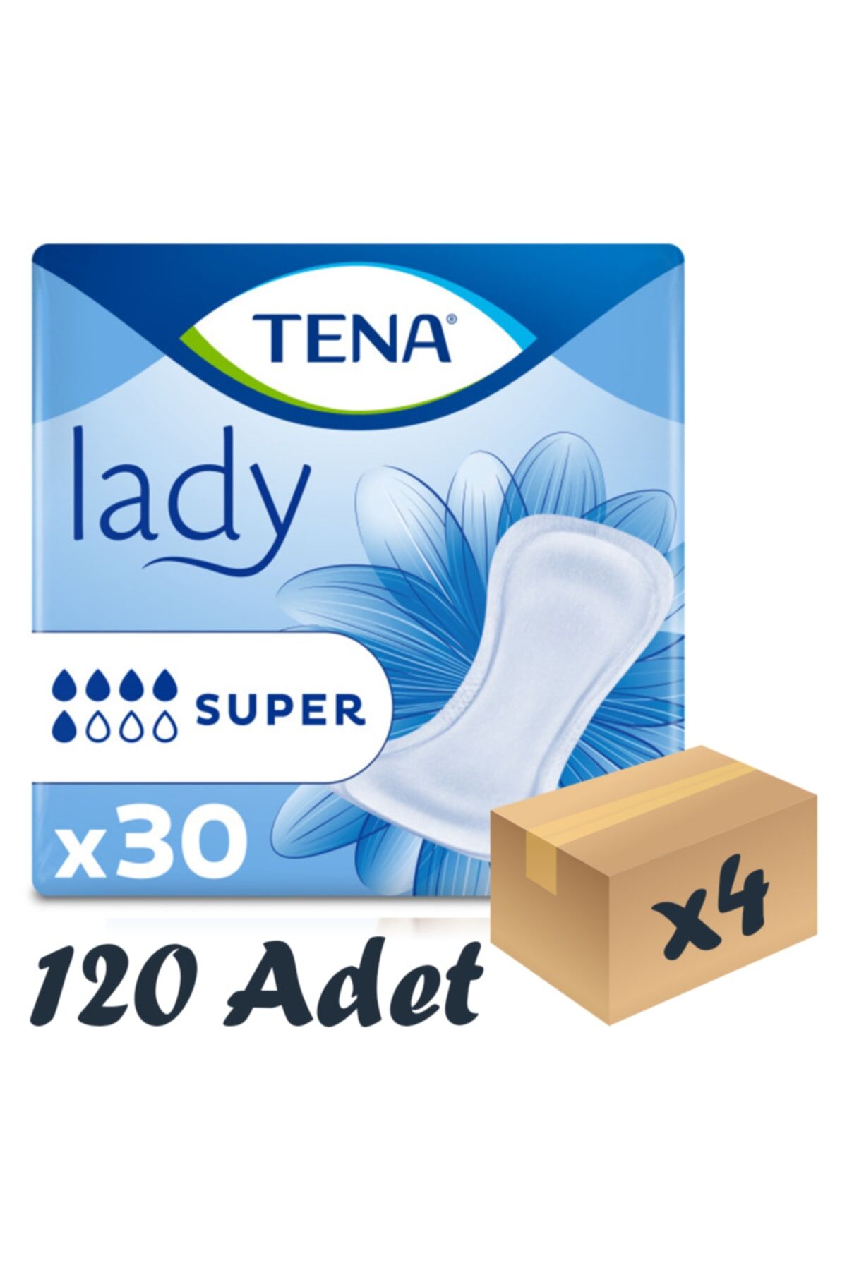 Tena Lady Süper 7 damla Kadın Mesane Pedi 30'lu 4 paket / 120 adet